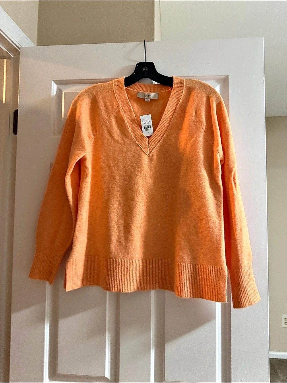 LOFT V-Neck Sweater in Orange Size Small NWT